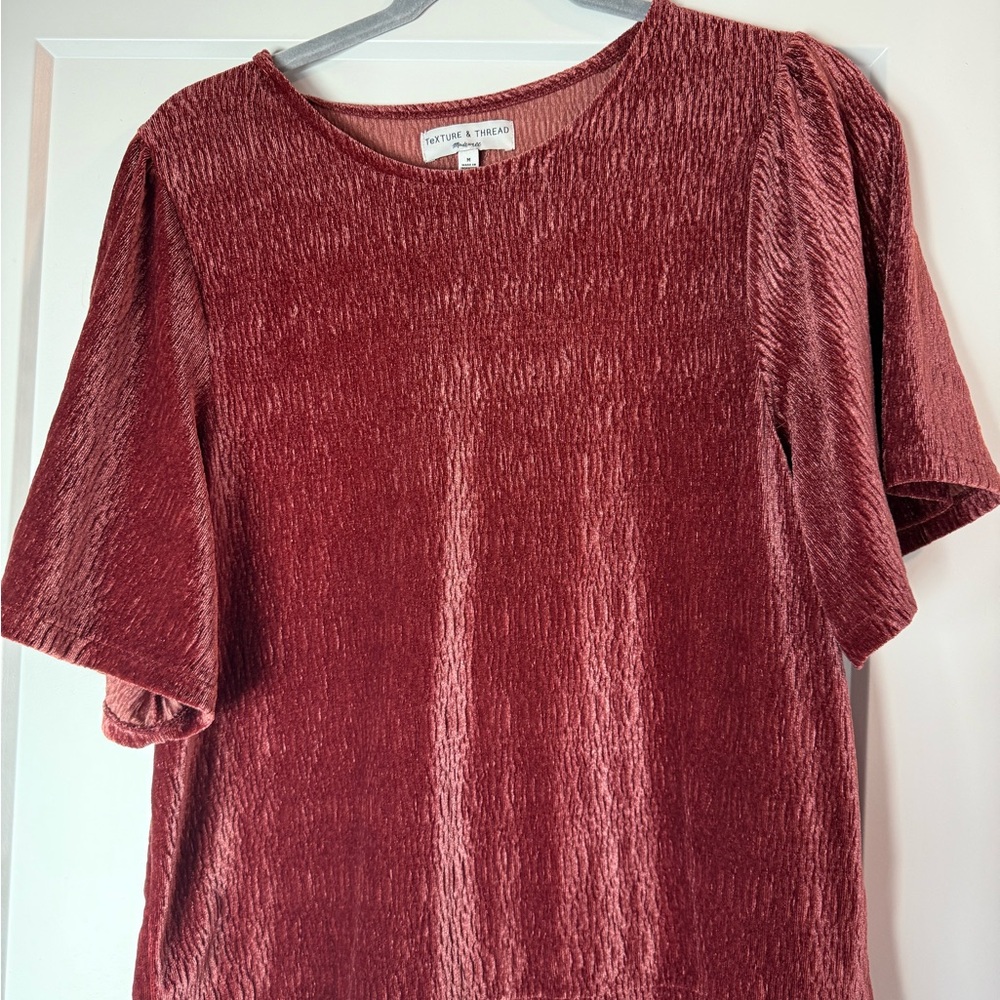 Madewell Pink Ribbed 3/4 Sleeve Blouse